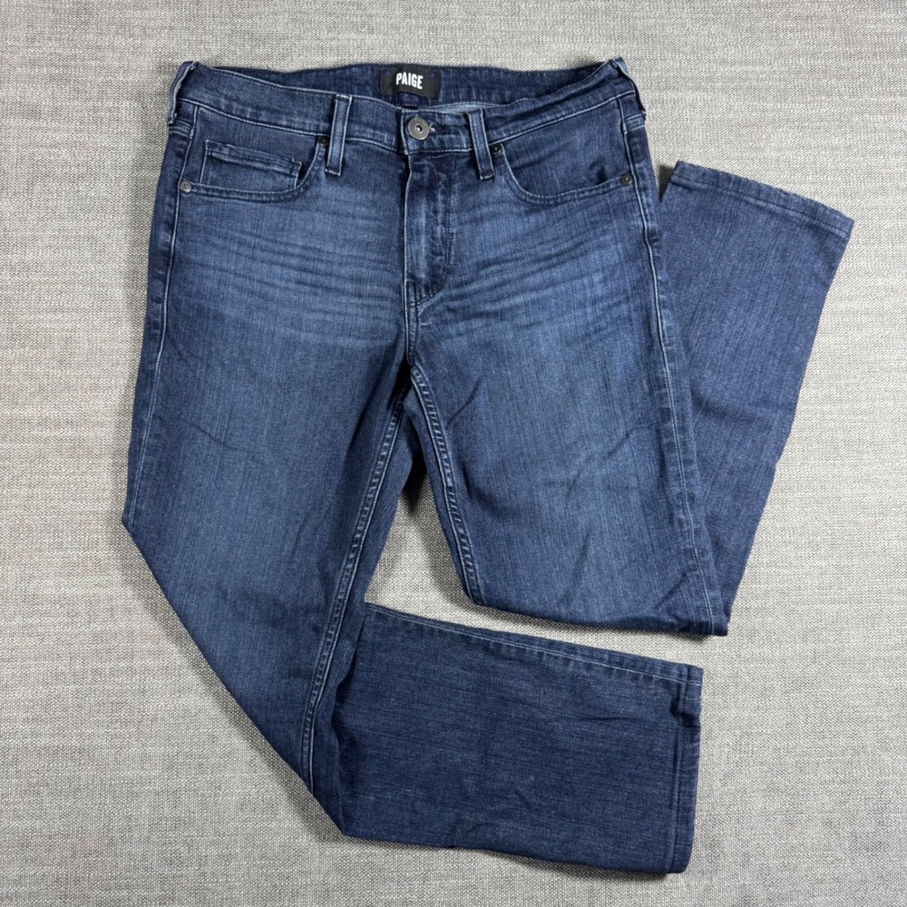 PAIGE Lennox Jeans Men's 30x26 Slim Blue Stretch Denim Medium Dark Wash